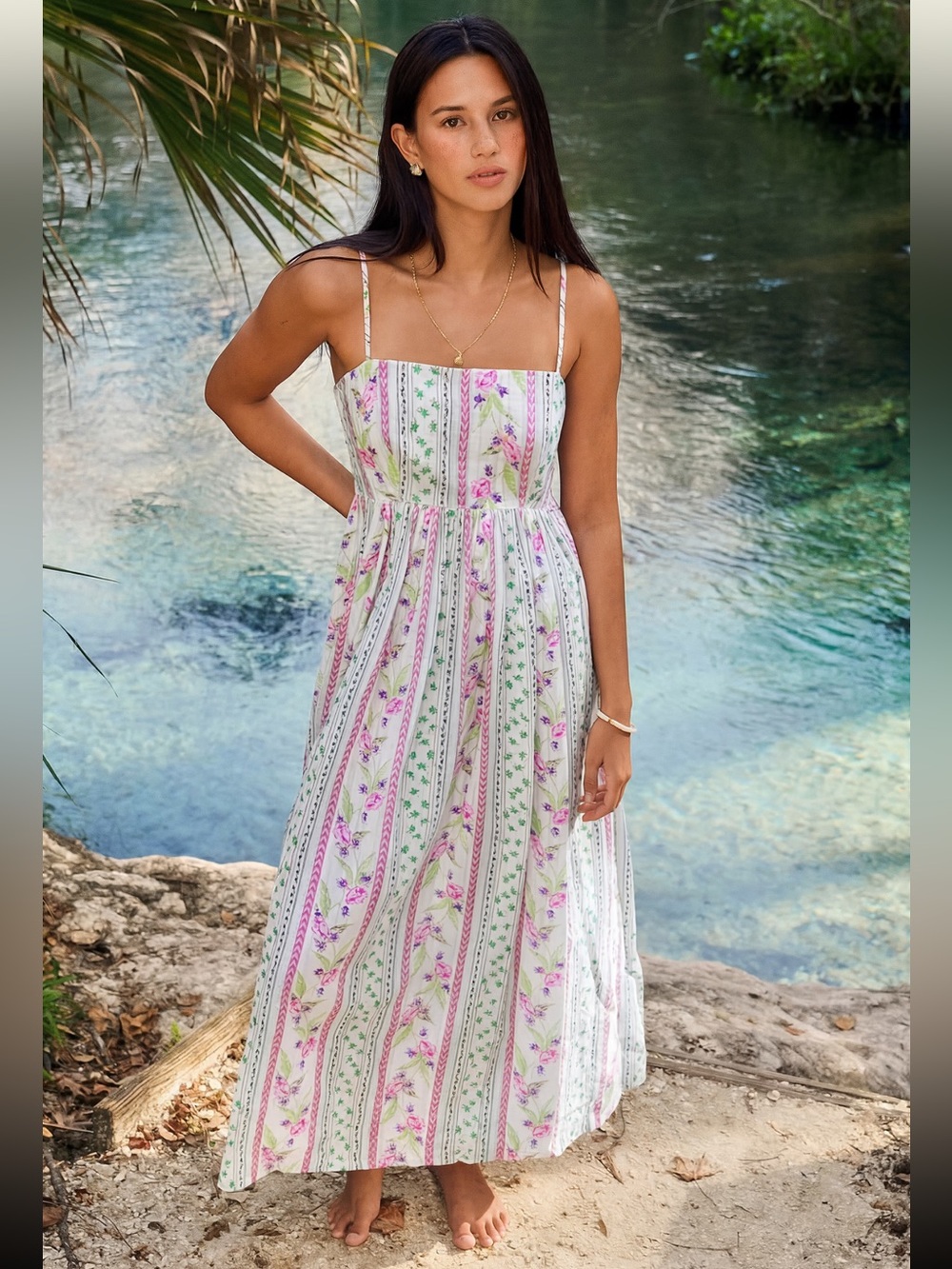 New Cupshe No Vacancy Sleeveless Square Neck Cotton Maxi Dress Size Large $27.60